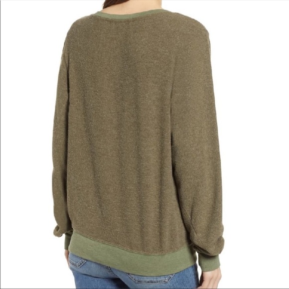 🔥WILDFOX🔥BAGGY BEACH JUMPER PULLOVER SWEATSHIRT FOREST GREEN LARGE NWT - Picture 2 of 4